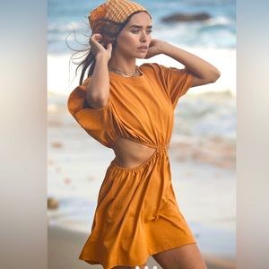 Free people Beach womens Dandelion cut out dress in orange short mini
